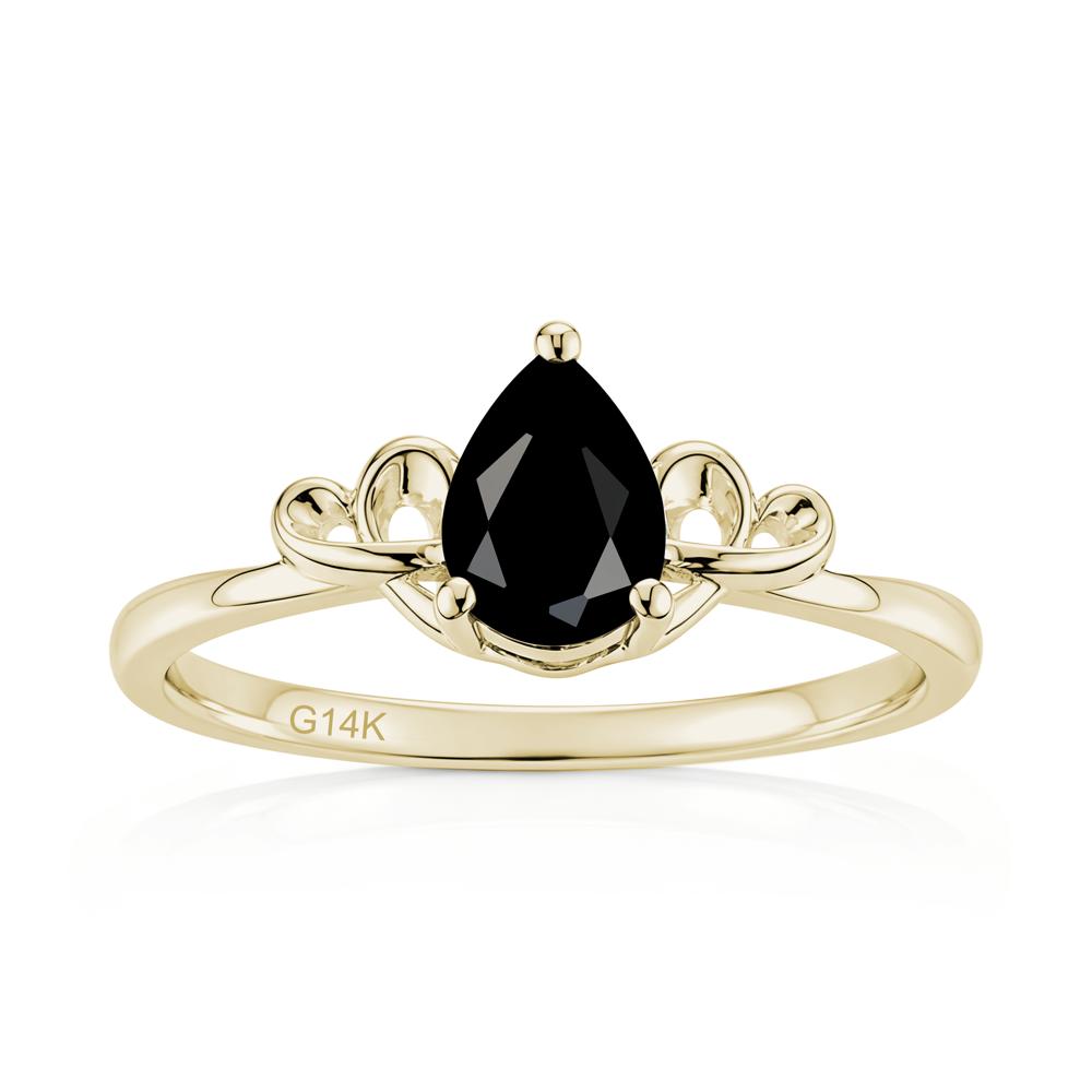 Love Knot Pear Shaped Sapphire Ring - LUO Jewelry #gemstone_Black Spinel