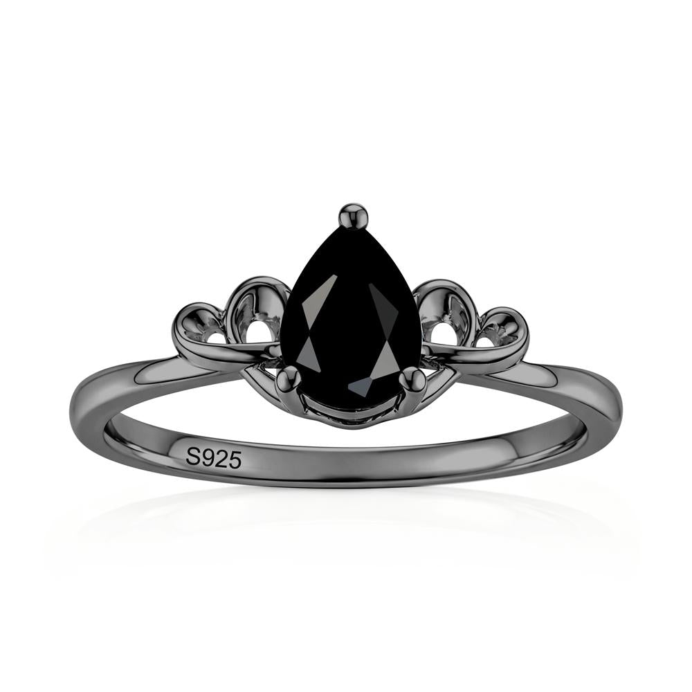 Love Knot Pear Shaped Sapphire Ring - LUO Jewelry #gemstone_Black Spinel