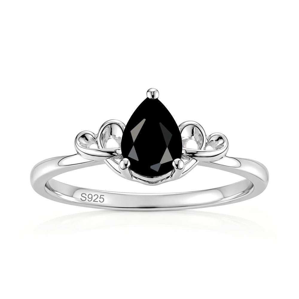 Love Knot Pear Shaped Sapphire Ring - LUO Jewelry #gemstone_Black Spinel