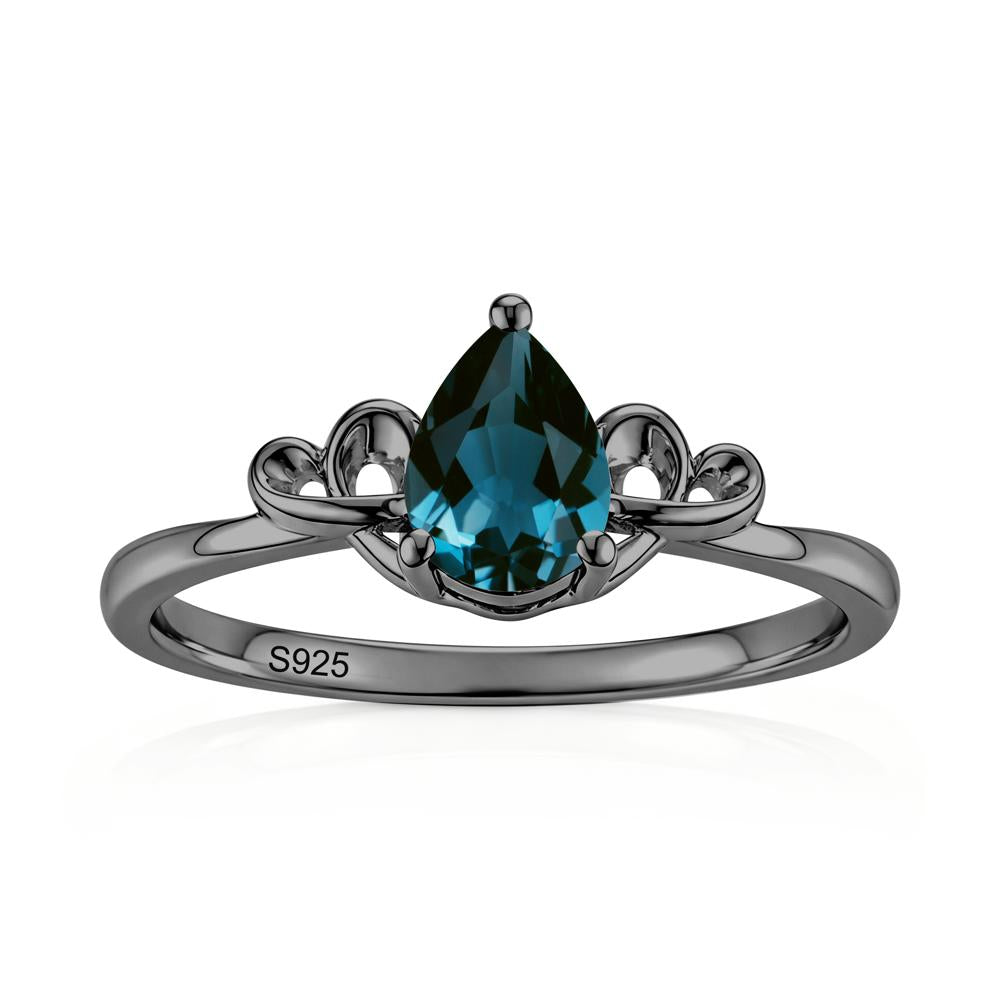Love Knot Pear Shaped Sapphire Ring - LUO Jewelry #gemstone_London Blue Topaz