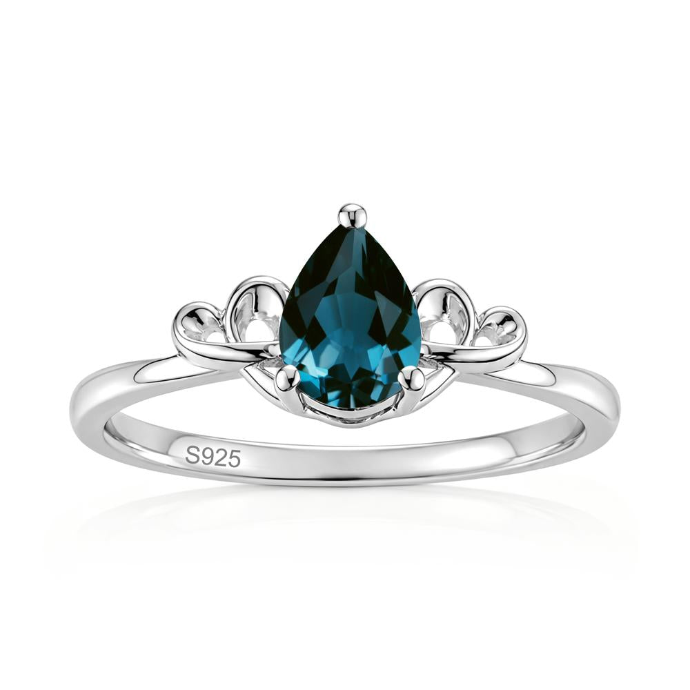 Love Knot Pear Shaped Sapphire Ring - LUO Jewelry #gemstone_London Blue Topaz