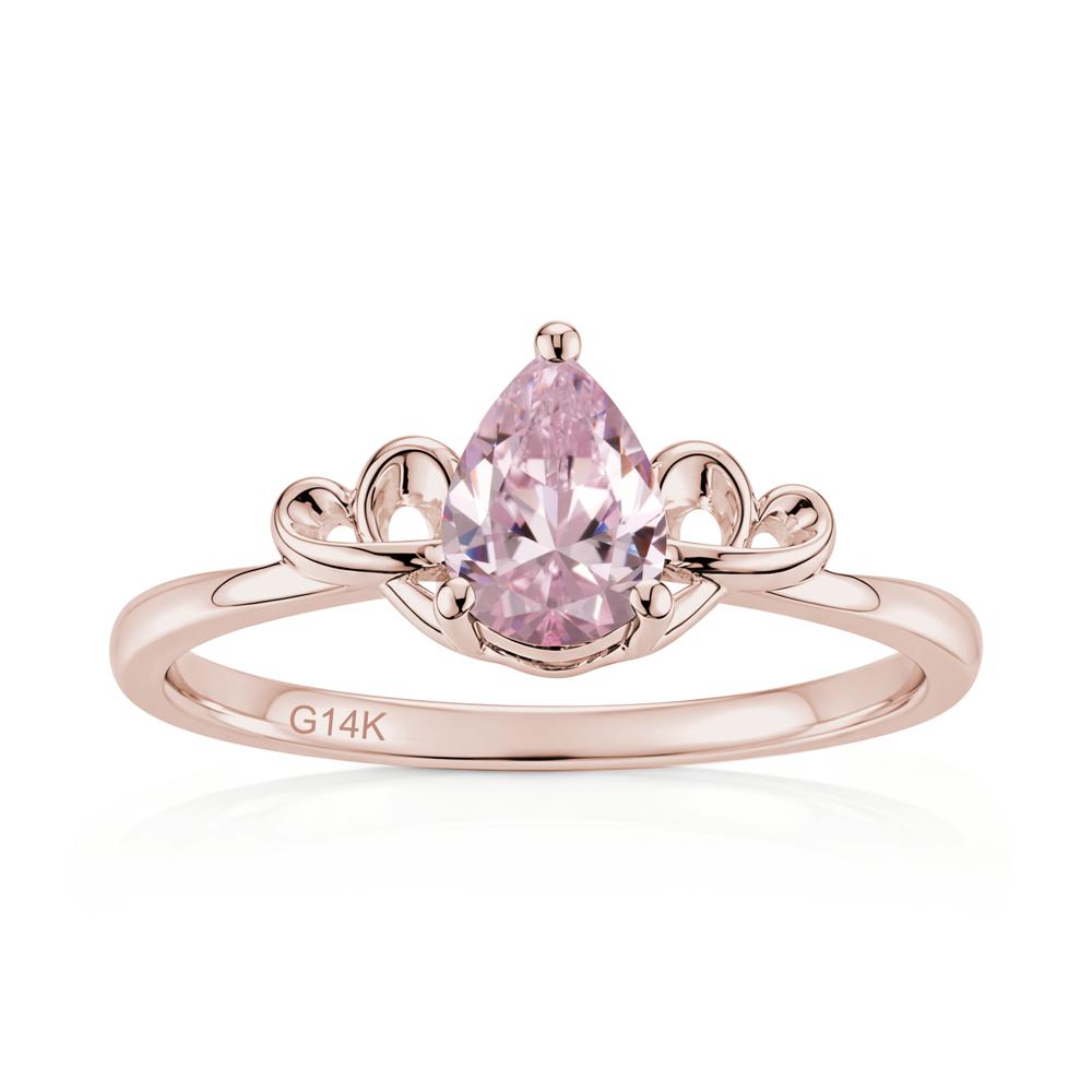 Love Knot Pear Shaped Sapphire Ring - LUO Jewelry #gemstone_Pink Cubic Zirconia