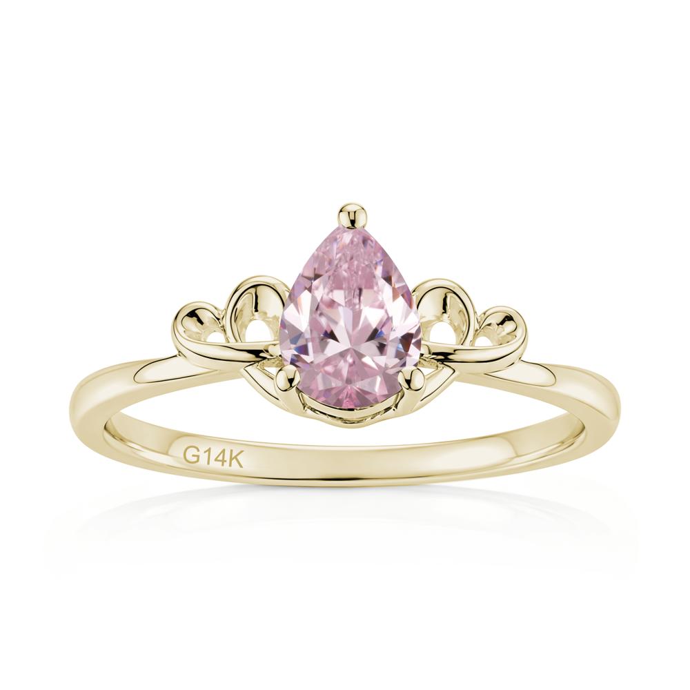 Love Knot Pear Shaped Sapphire Ring - LUO Jewelry #gemstone_Pink Cubic Zirconia
