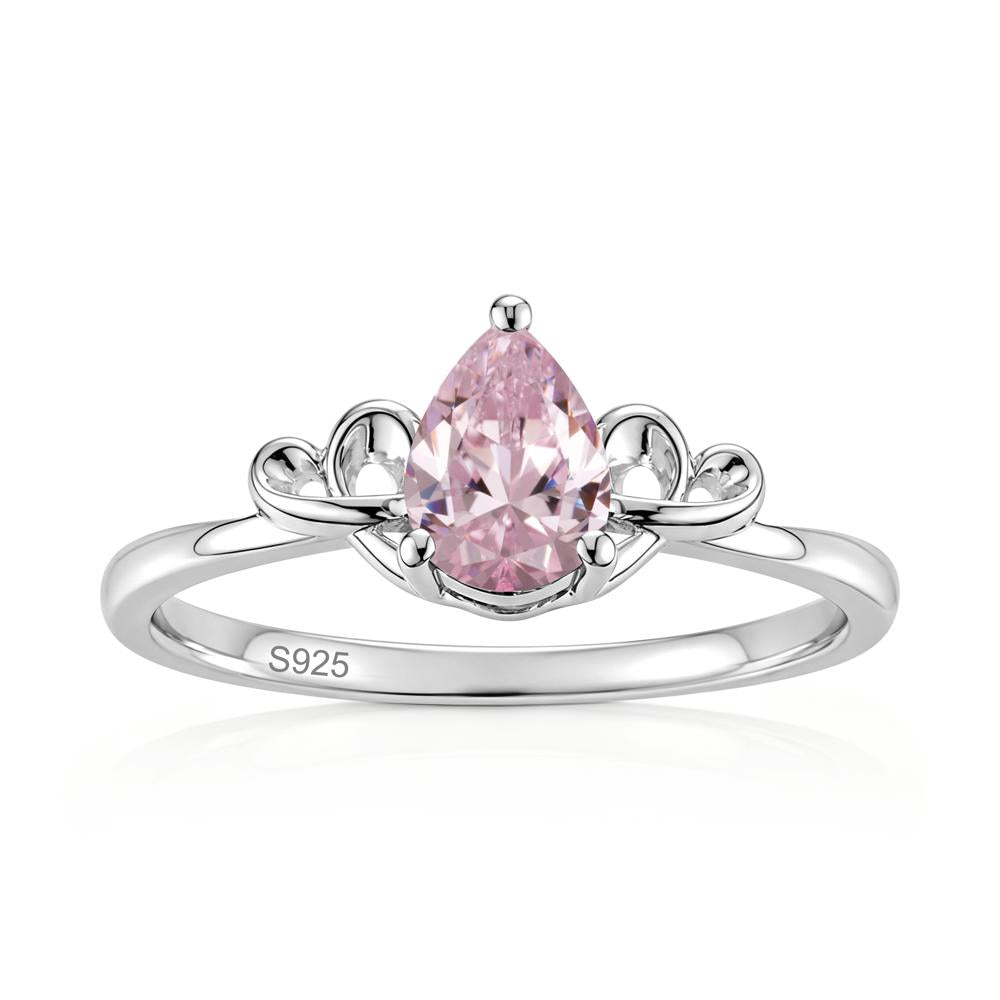 Love Knot Pear Shaped Sapphire Ring - LUO Jewelry #gemstone_Pink Cubic Zirconia