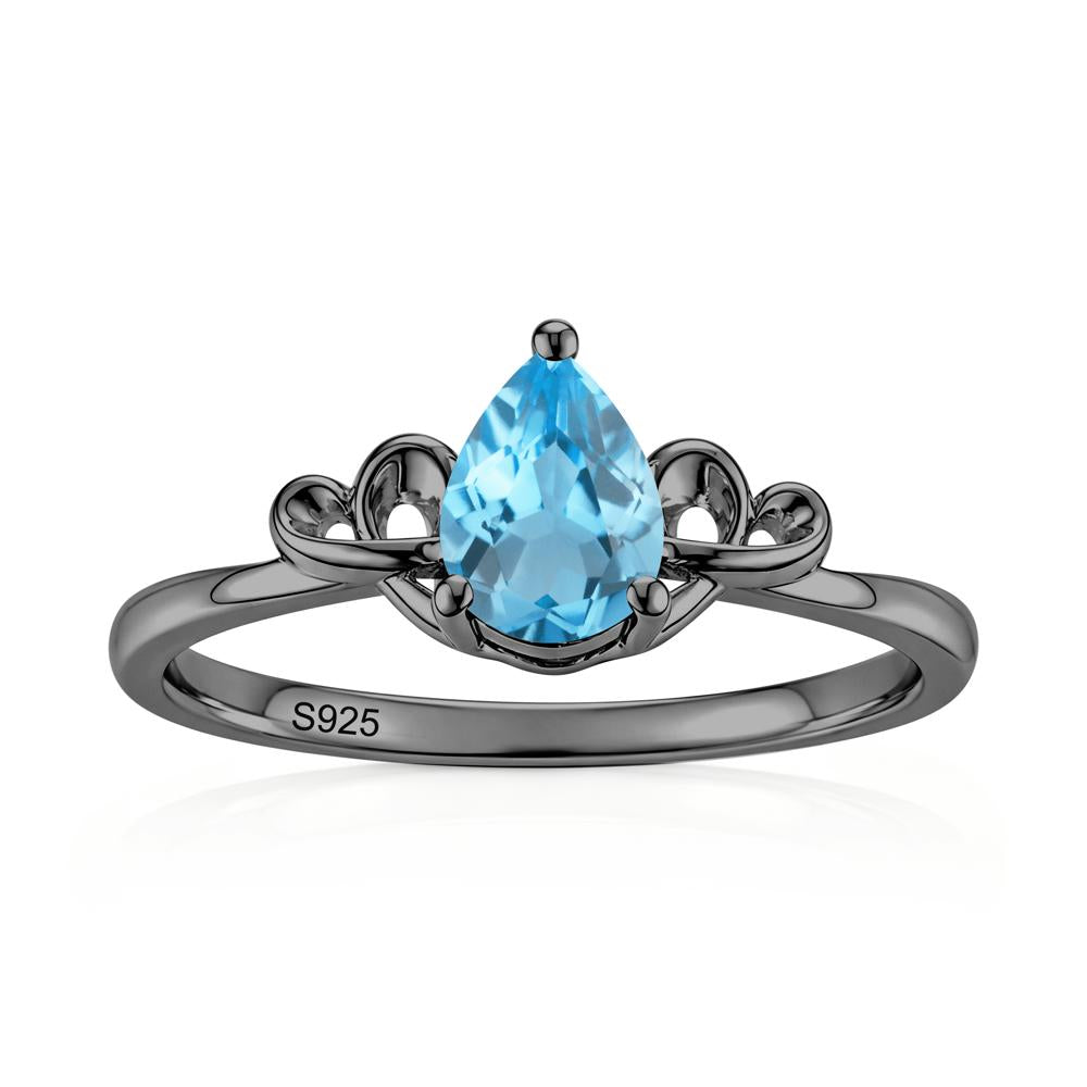 Love Knot Pear Shaped Sapphire Ring - LUO Jewelry #gemstone_Swiss Blue Topaz