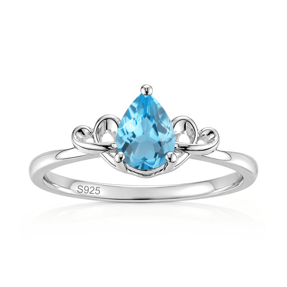 Love Knot Pear Shaped Sapphire Ring - LUO Jewelry #gemstone_Swiss Blue Topaz