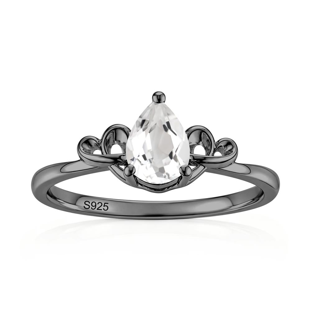 Love Knot Pear Shaped Sapphire Ring - LUO Jewelry #gemstone_White Topaz