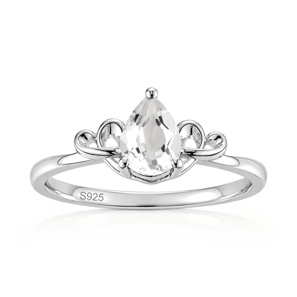 Love Knot Pear Shaped Sapphire Ring - LUO Jewelry #gemstone_White Topaz
