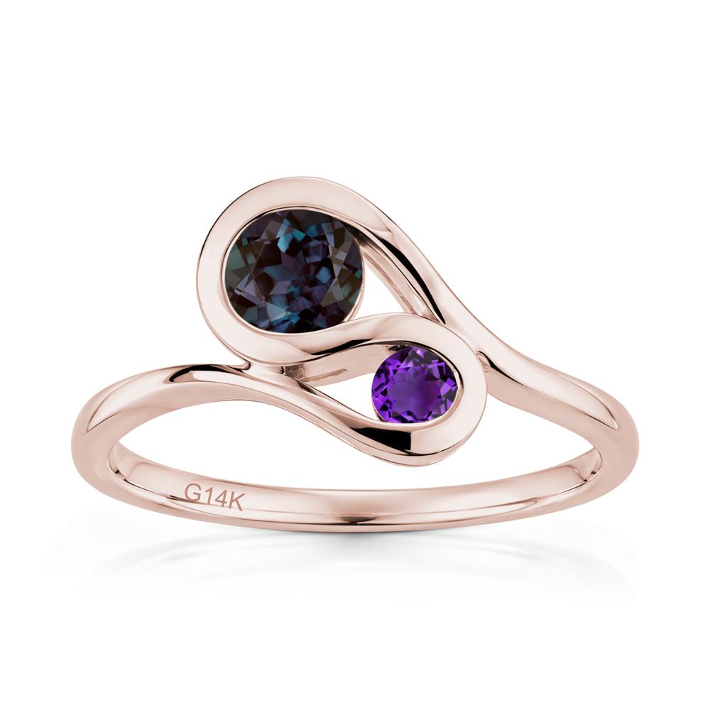 Two Stone Toi Et Moi Green Sapphire and Emerald Bypass Ring - LUO Jewelry #gemstone_Alexandrite and Amethyst