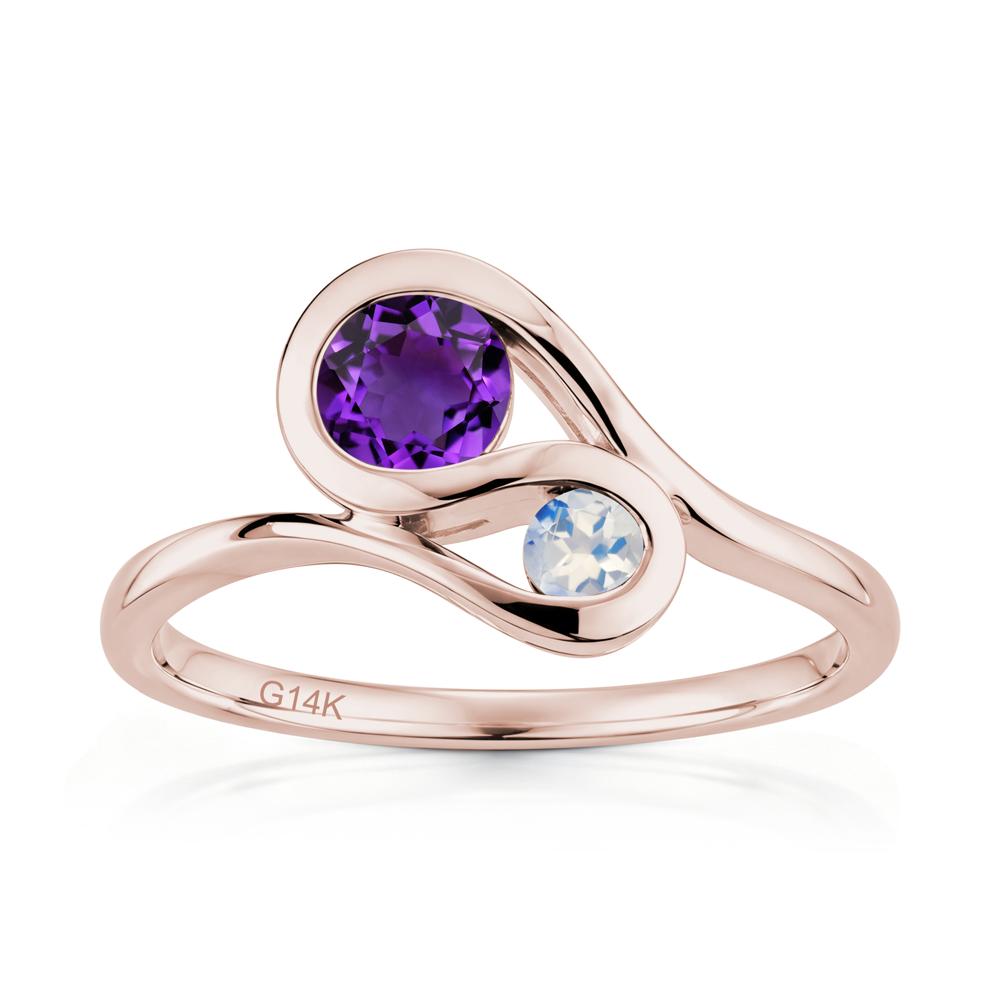 Two Stone Toi Et Moi Green Sapphire and Emerald Bypass Ring - LUO Jewelry #gemstone_Amethyst and Moonstone