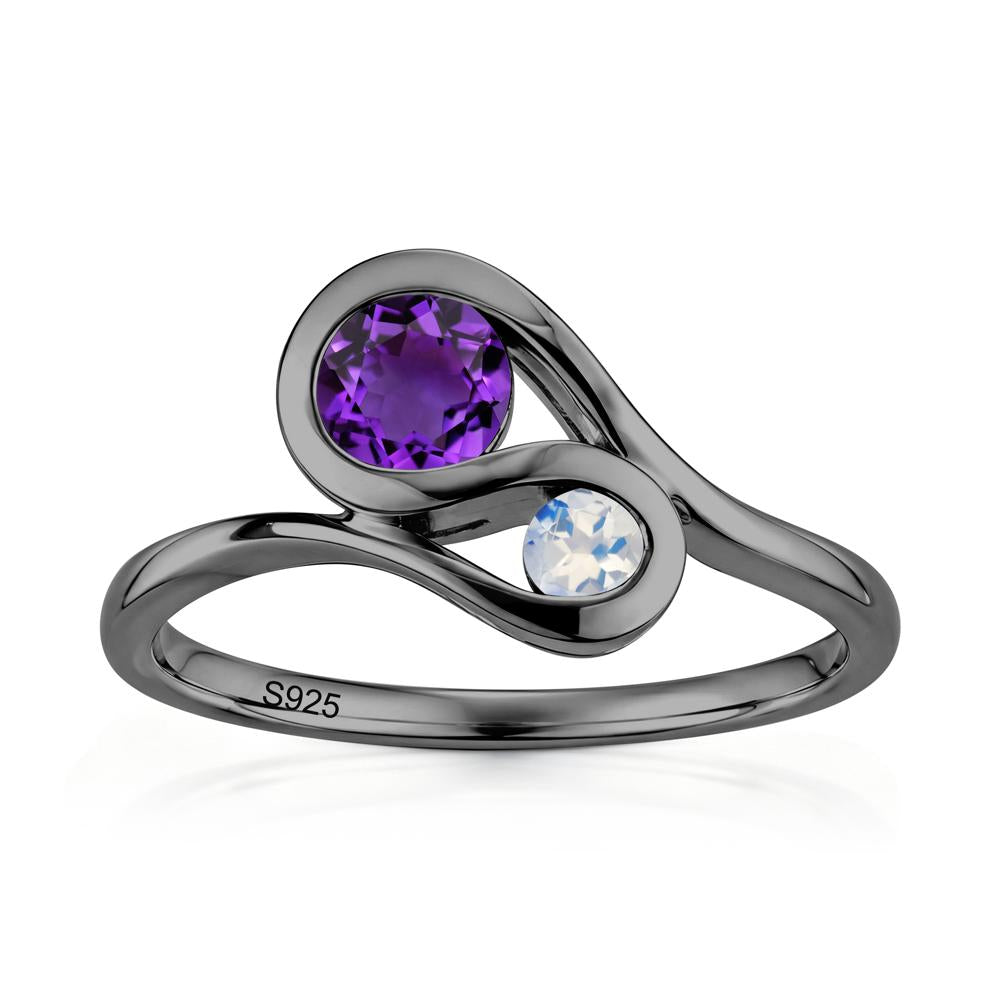 Two Stone Toi Et Moi Green Sapphire and Emerald Bypass Ring - LUO Jewelry #gemstone_Amethyst and Moonstone