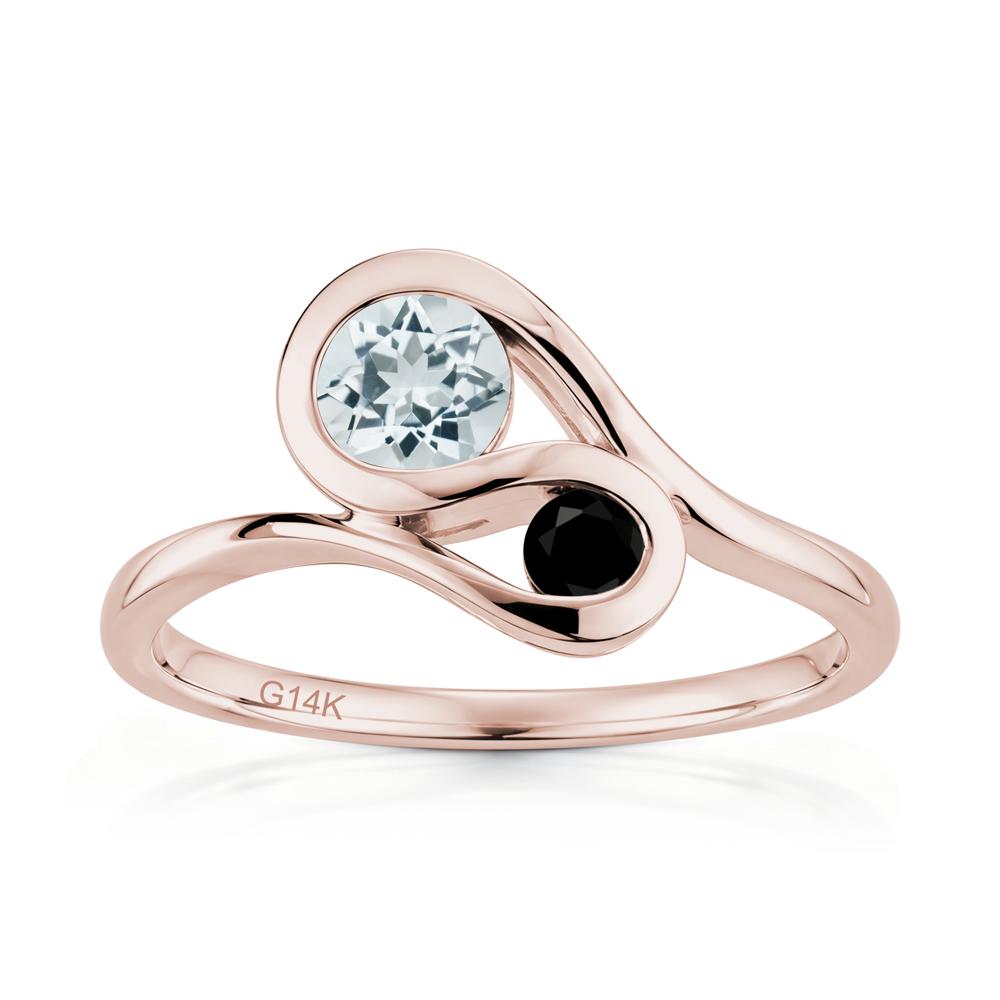 Two Stone Toi Et Moi Green Sapphire and Emerald Bypass Ring - LUO Jewelry #gemstone_Aquamarine and Black Spinel