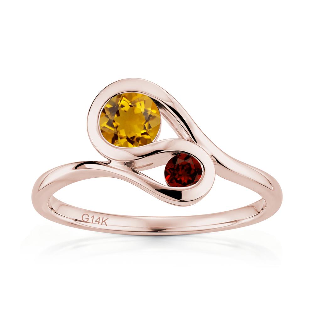 Two Stone Toi Et Moi Green Sapphire and Emerald Bypass Ring - LUO Jewelry #gemstone_Citrine and Garnet
