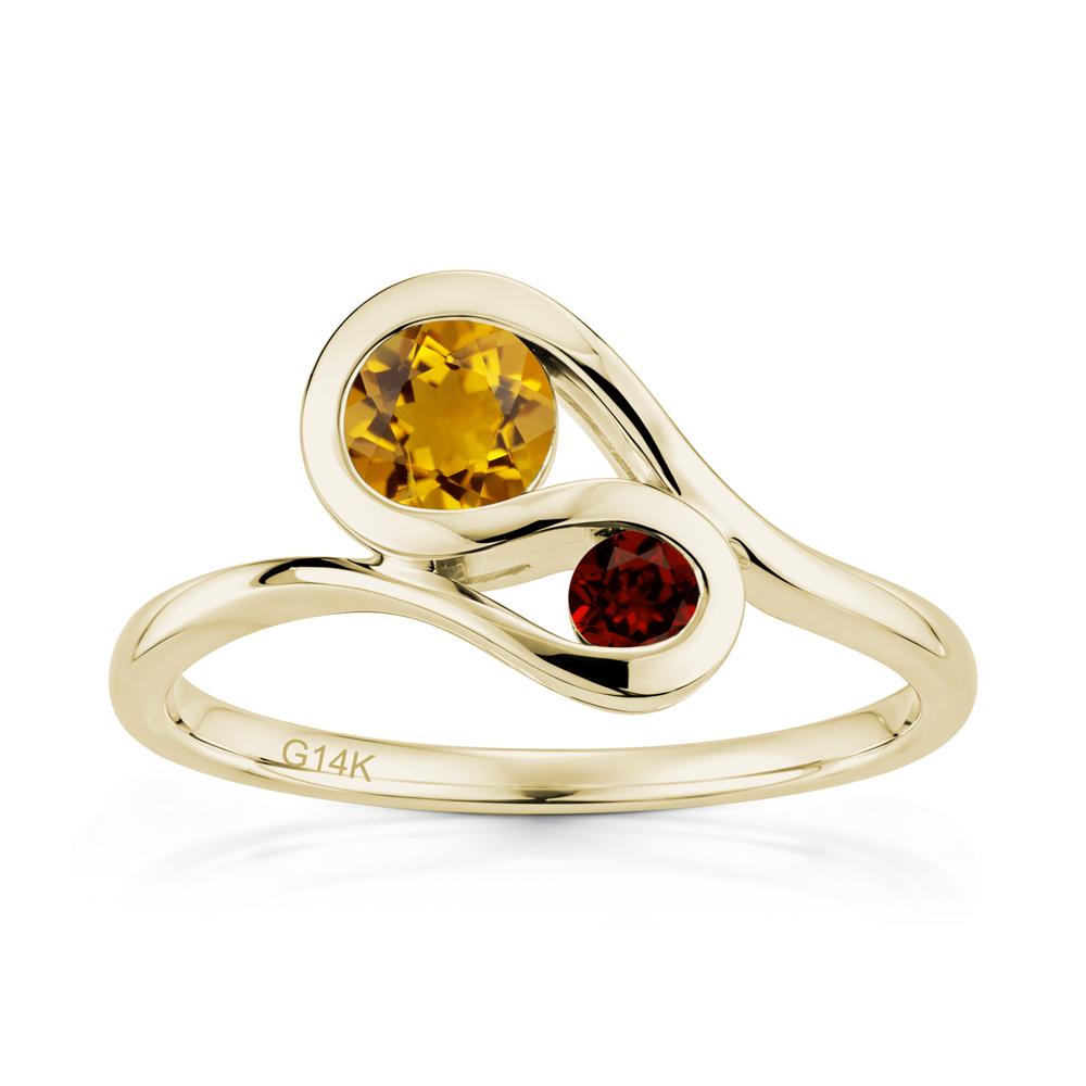 Two Stone Toi Et Moi Green Sapphire and Emerald Bypass Ring - LUO Jewelry #gemstone_Citrine and Garnet