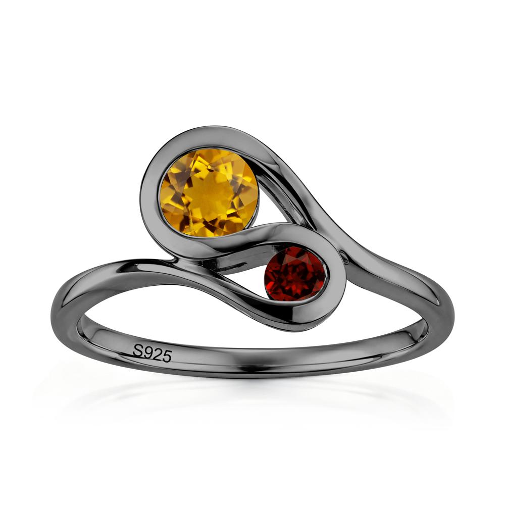 Two Stone Toi Et Moi Green Sapphire and Emerald Bypass Ring - LUO Jewelry #gemstone_Citrine and Garnet