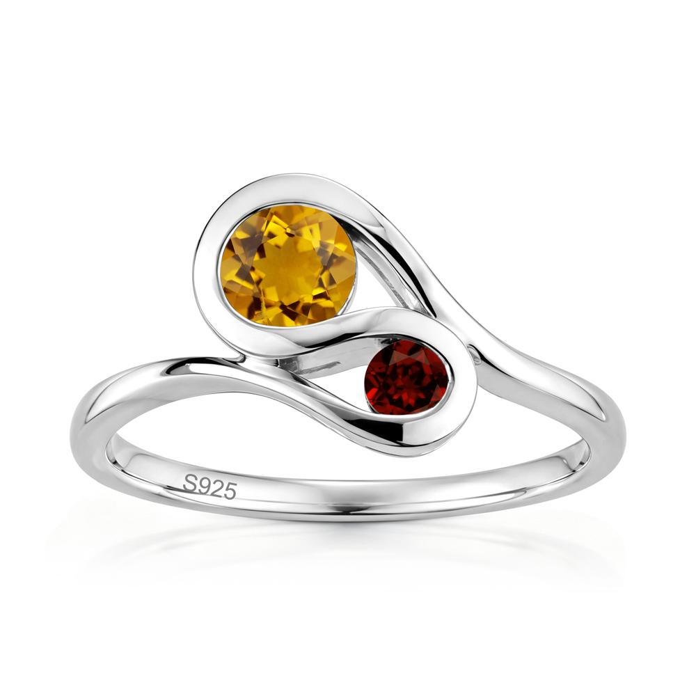 Two Stone Toi Et Moi Green Sapphire and Emerald Bypass Ring - LUO Jewelry #gemstone_Citrine and Garnet