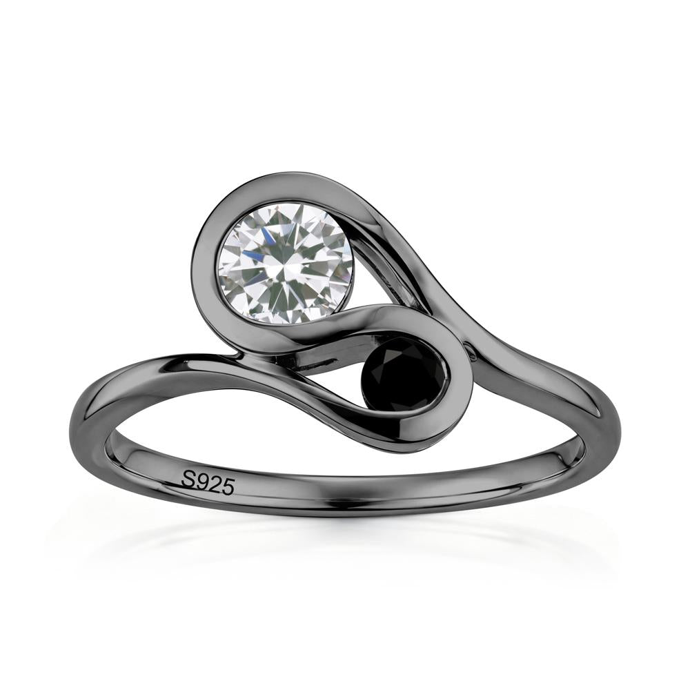 Two Stone Toi Et Moi Green Sapphire and Emerald Bypass Ring - LUO Jewelry #gemstone_Cubic Zirconia and Black Spinel