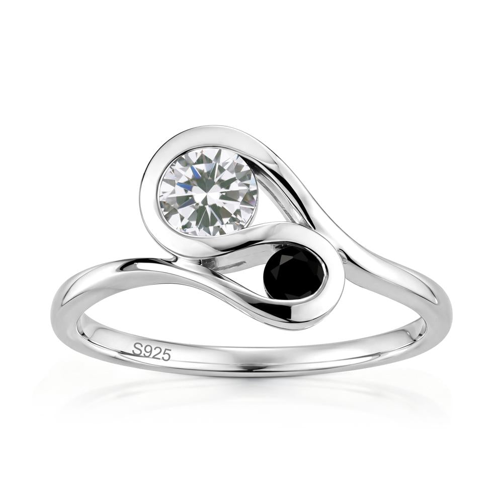 Two Stone Toi Et Moi Green Sapphire and Emerald Bypass Ring - LUO Jewelry #gemstone_Cubic Zirconia and Black Spinel