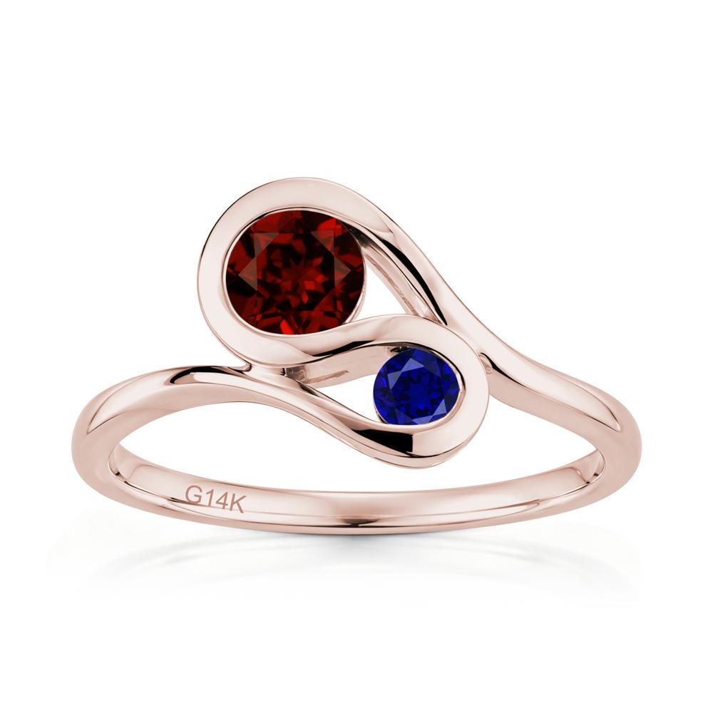 Two Stone Toi Et Moi Green Sapphire and Emerald Bypass Ring - LUO Jewelry #gemstone_Garnet and Sapphire
