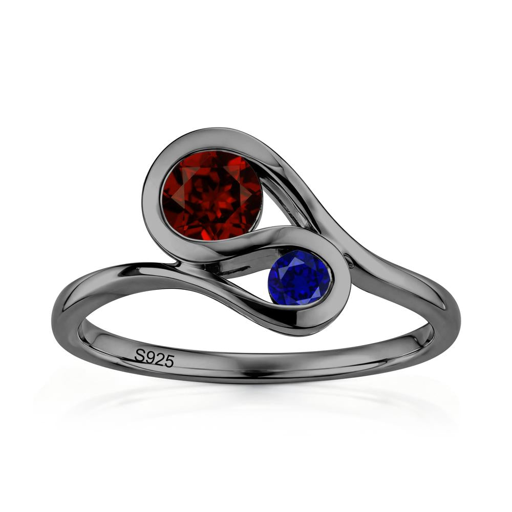 Two Stone Toi Et Moi Green Sapphire and Emerald Bypass Ring - LUO Jewelry #gemstone_Garnet and Sapphire