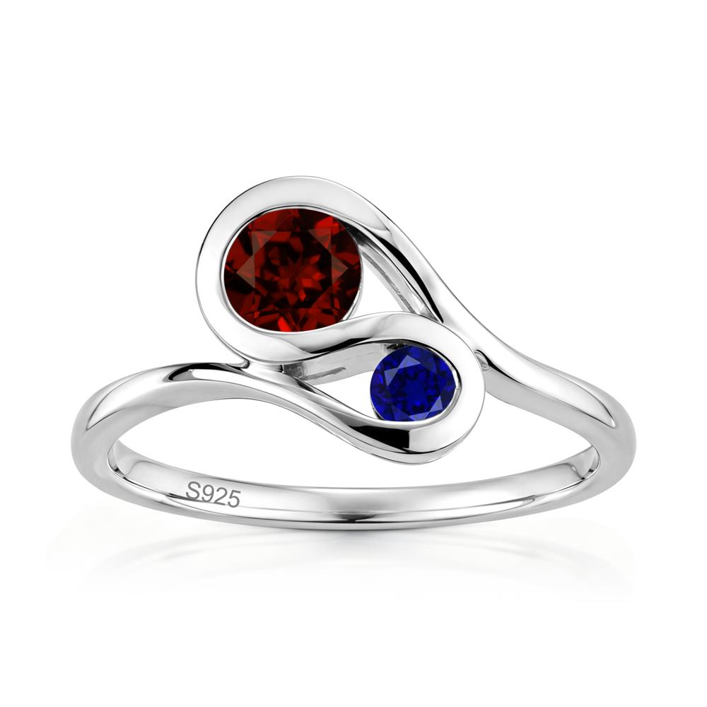 Two Stone Toi Et Moi Green Sapphire and Emerald Bypass Ring - LUO Jewelry #gemstone_Garnet and Sapphire