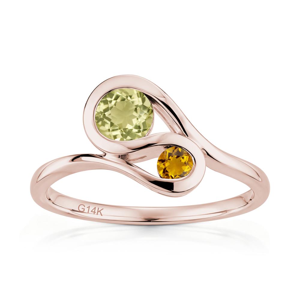 Two Stone Toi Et Moi Green Sapphire and Emerald Bypass Ring - LUO Jewelry #gemstone_Lemon Quartz and Citrine