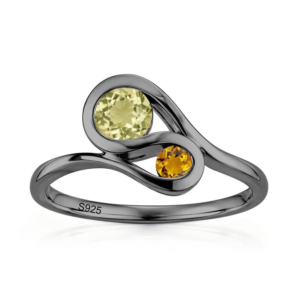 Two Stone Toi Et Moi Green Sapphire and Emerald Bypass Ring - LUO Jewelry #gemstone_Lemon Quartz and Citrine