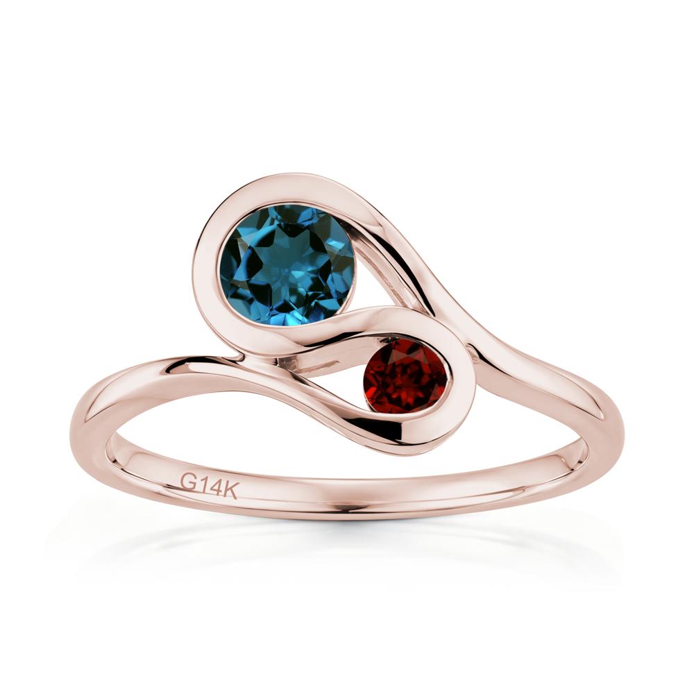Two Stone Toi Et Moi Green Sapphire and Emerald Bypass Ring - LUO Jewelry #gemstone_London Blue Topaz and Garnet