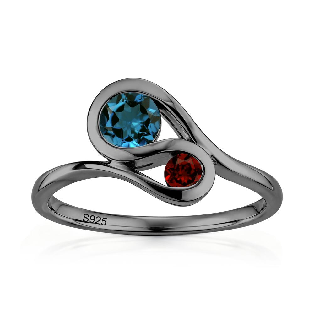 Two Stone Toi Et Moi Green Sapphire and Emerald Bypass Ring - LUO Jewelry #gemstone_London Blue Topaz and Garnet