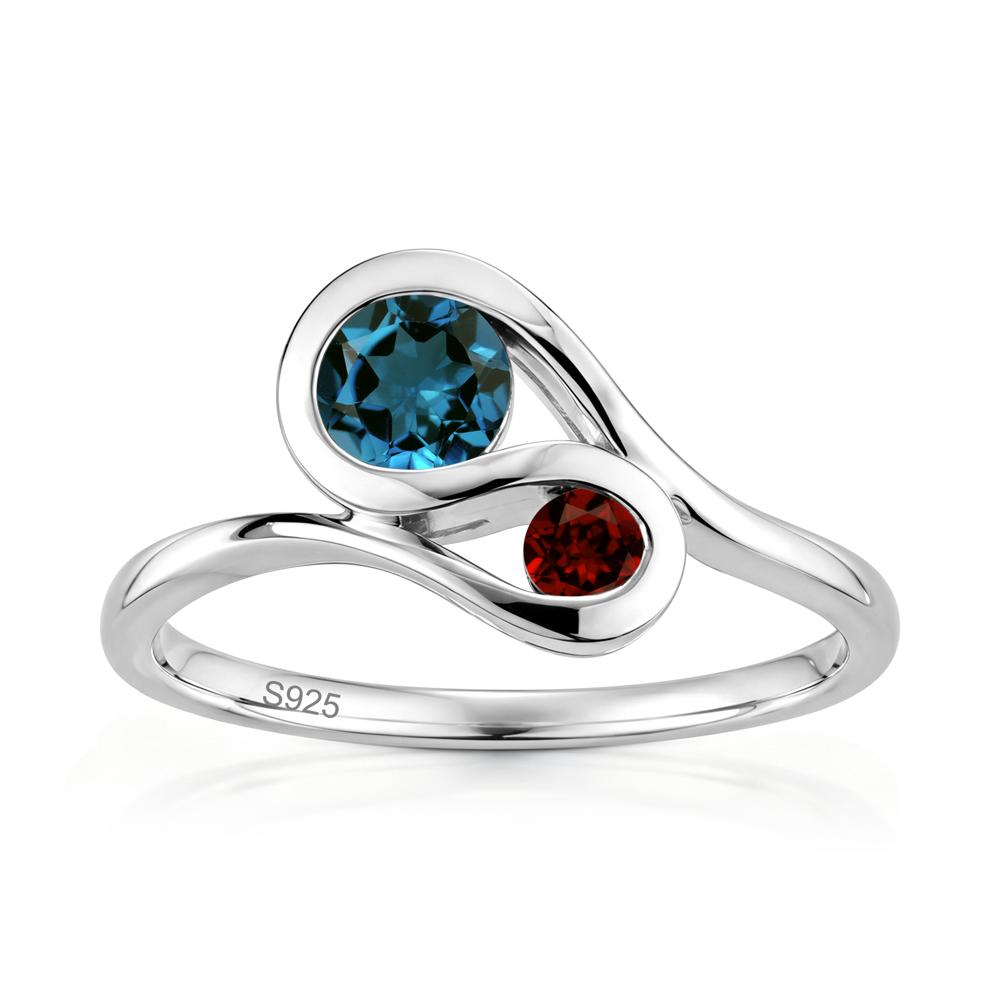 Two Stone Toi Et Moi Green Sapphire and Emerald Bypass Ring - LUO Jewelry #gemstone_London Blue Topaz and Garnet