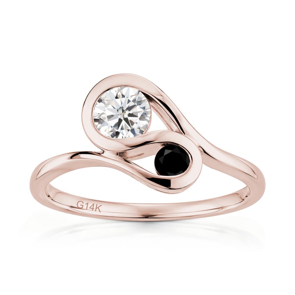 Two Stone Toi Et Moi Green Sapphire and Emerald Bypass Ring - LUO Jewelry #gemstone_Moissanite and Black Spinel