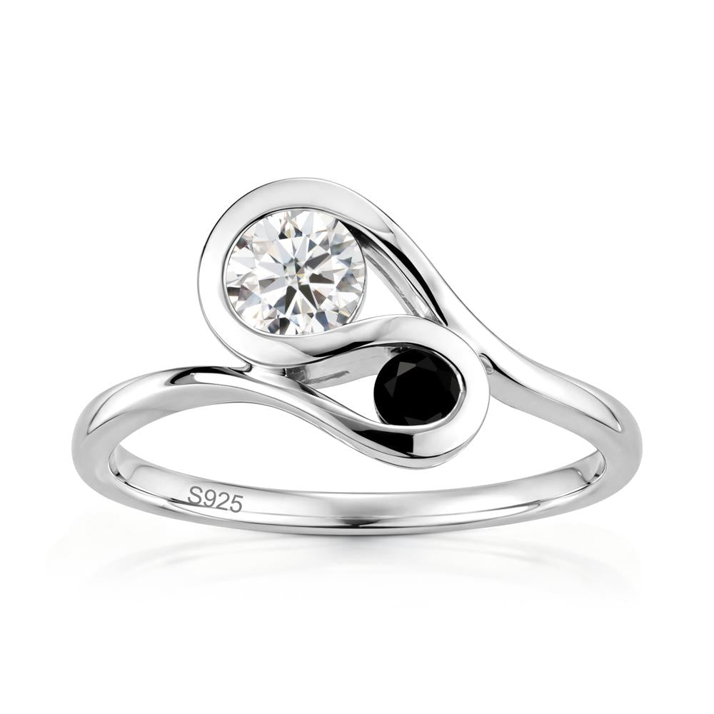 Two Stone Toi Et Moi Green Sapphire and Emerald Bypass Ring - LUO Jewelry #gemstone_Moissanite and Black Spinel