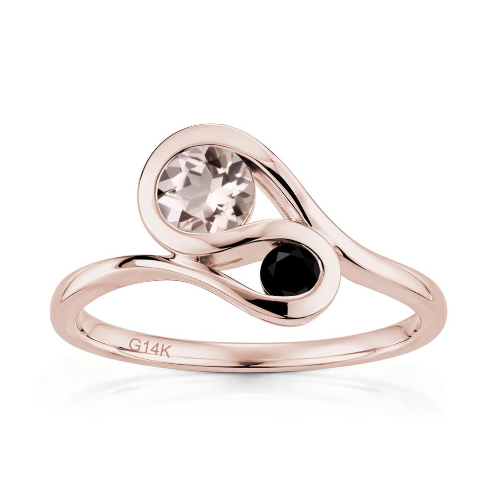 Two Stone Toi Et Moi Green Sapphire and Emerald Bypass Ring - LUO Jewelry #gemstone_Morganite and Black Spinel