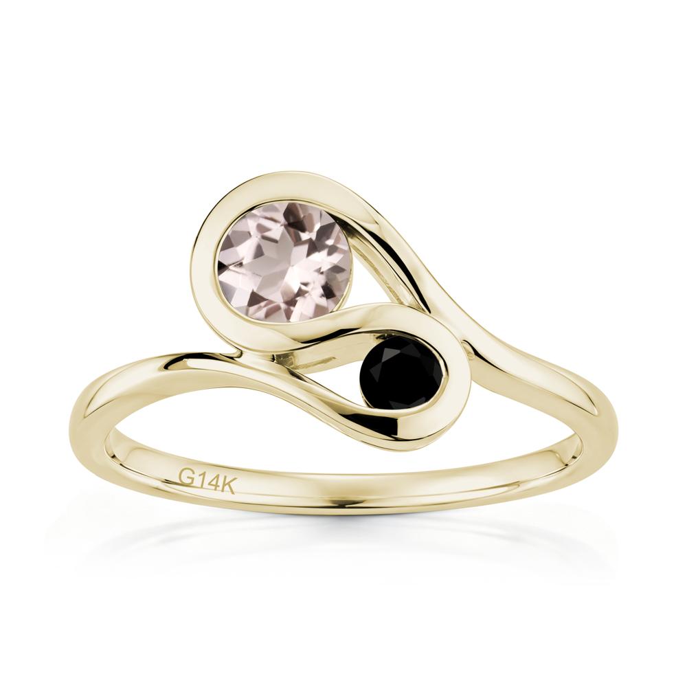 Two Stone Toi Et Moi Green Sapphire and Emerald Bypass Ring - LUO Jewelry #gemstone_Morganite and Black Spinel