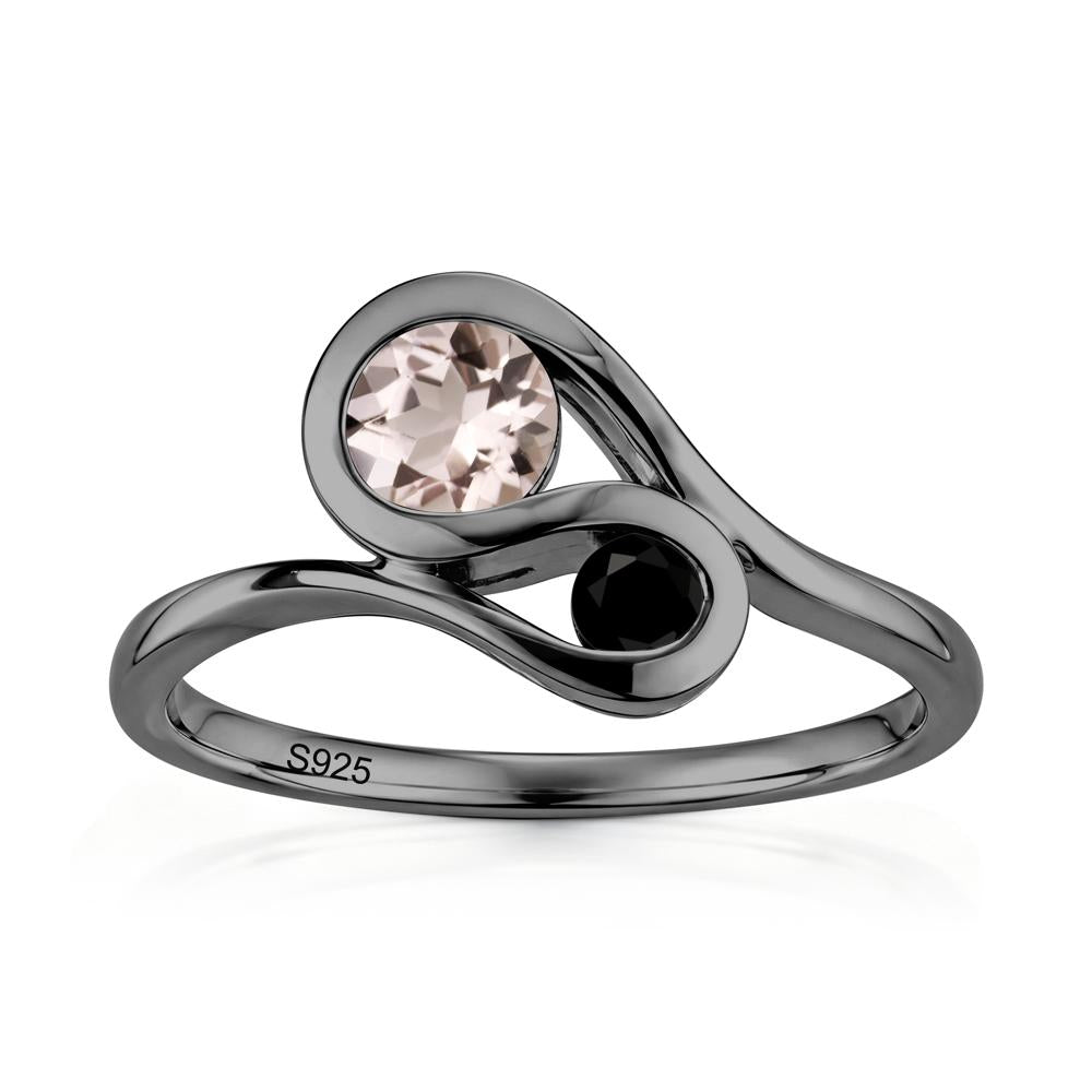 Two Stone Toi Et Moi Green Sapphire and Emerald Bypass Ring - LUO Jewelry #gemstone_Morganite and Black Spinel