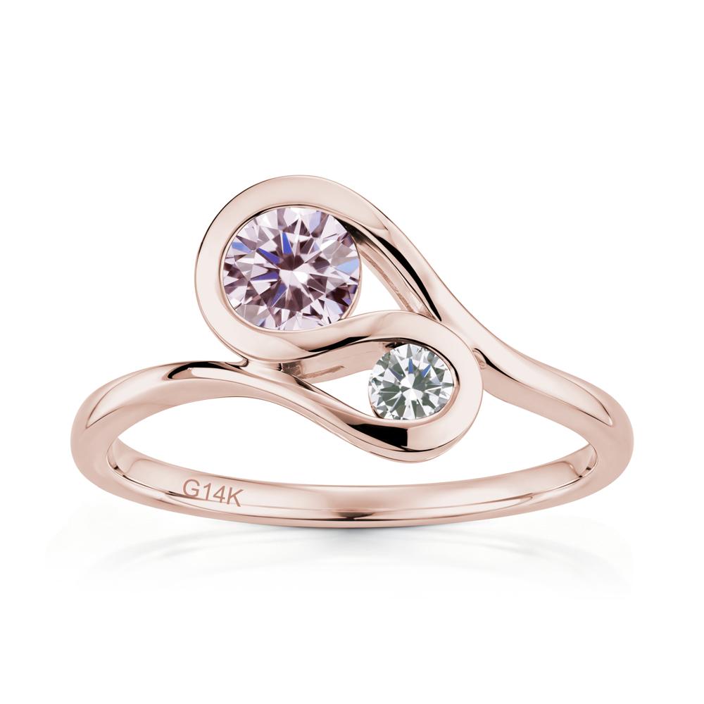 Two Stone Toi Et Moi Green Sapphire and Emerald Bypass Ring - LUO Jewelry #gemstone_Pink Cubic Zirconia