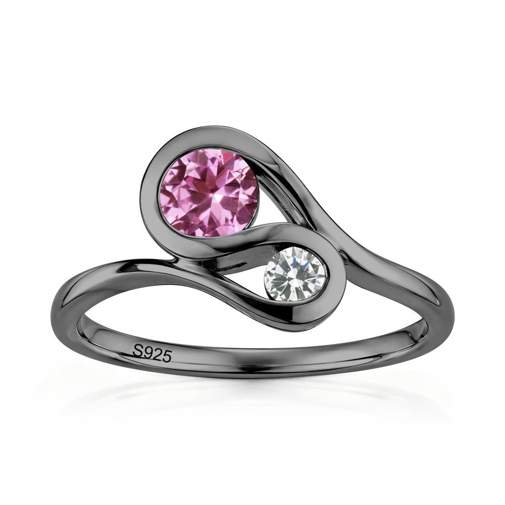 Two Stone Toi Et Moi Green Sapphire and Emerald Bypass Ring - LUO Jewelry #gemstone_Pink Sapphire