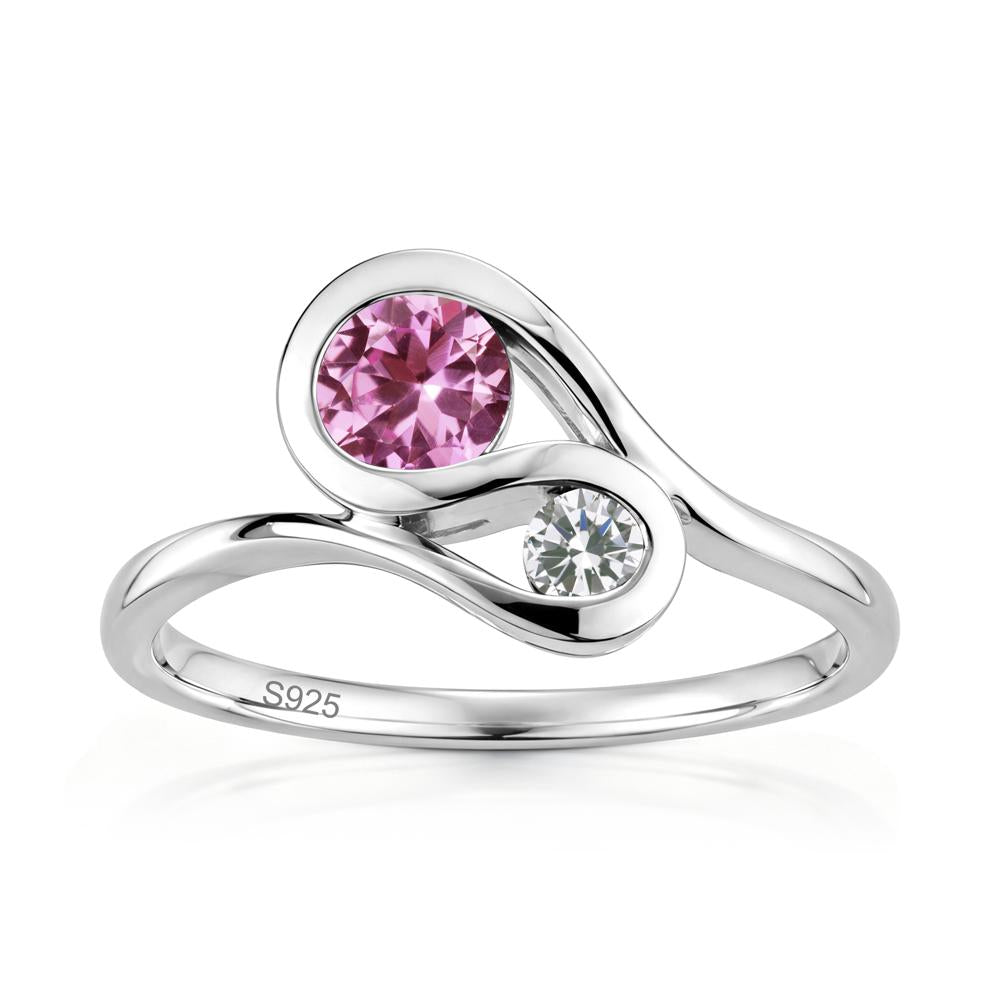 Two Stone Toi Et Moi Green Sapphire and Emerald Bypass Ring - LUO Jewelry #gemstone_Pink Sapphire