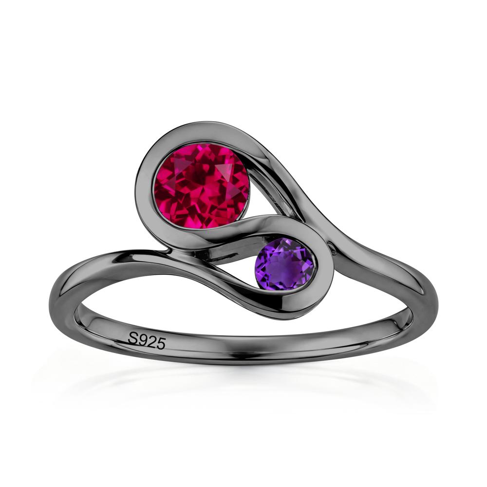 Two Stone Toi Et Moi Green Sapphire and Emerald Bypass Ring - LUO Jewelry #gemstone_Ruby and Amethyst