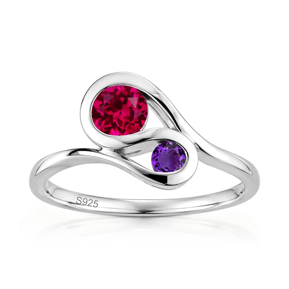 Two Stone Toi Et Moi Green Sapphire and Emerald Bypass Ring - LUO Jewelry #gemstone_Ruby and Amethyst