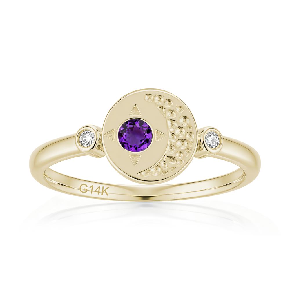 Petite Emerald Star and Moon Ring - LUO Jewelry #gemstone_Amethyst