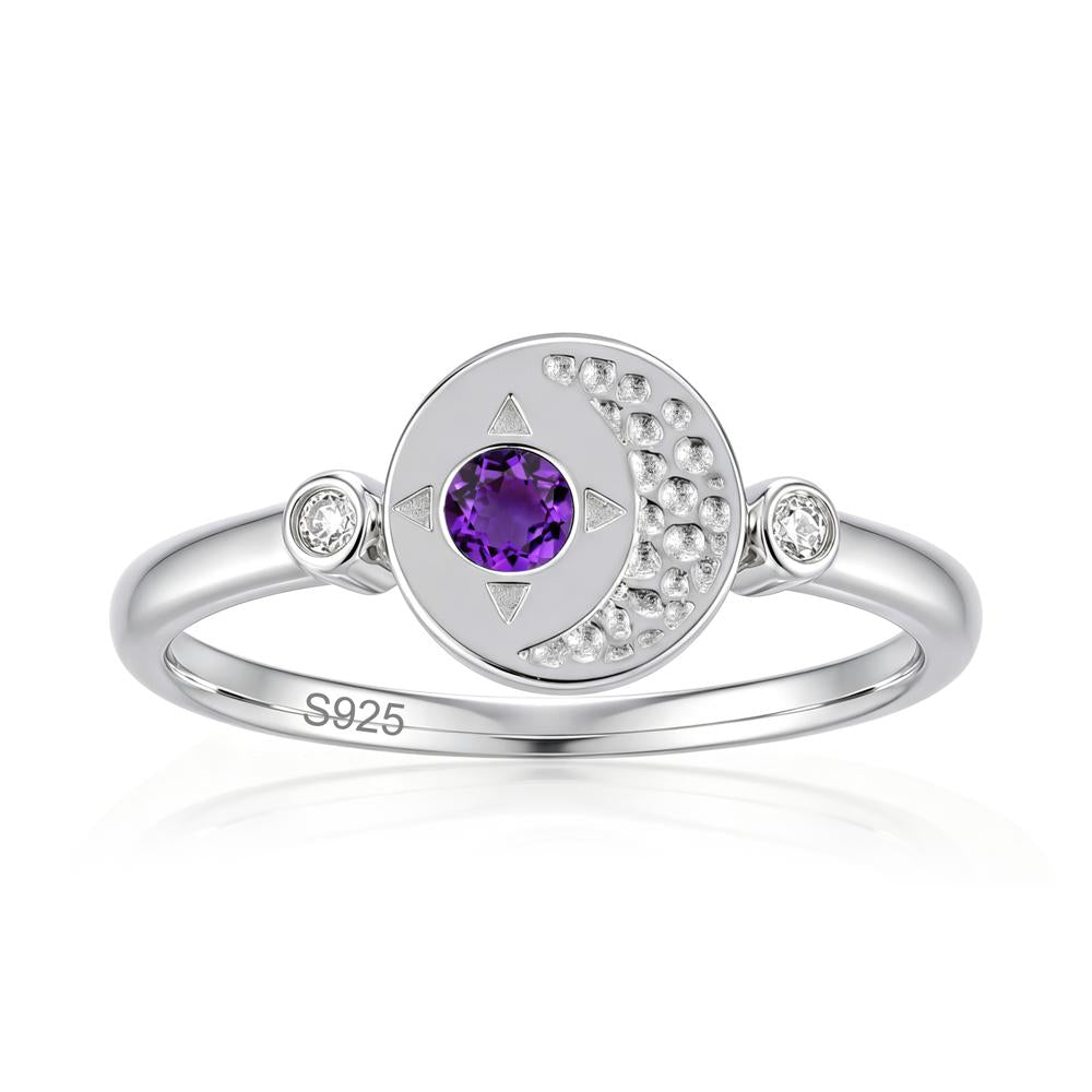 Petite Emerald Star and Moon Ring - LUO Jewelry #gemstone_Amethyst