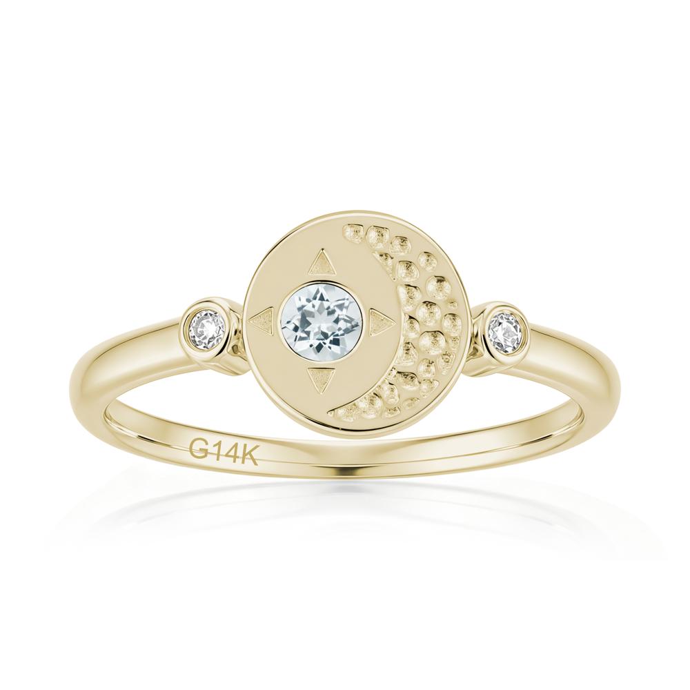 Petite Emerald Star and Moon Ring - LUO Jewelry #gemstone_Aquamarine