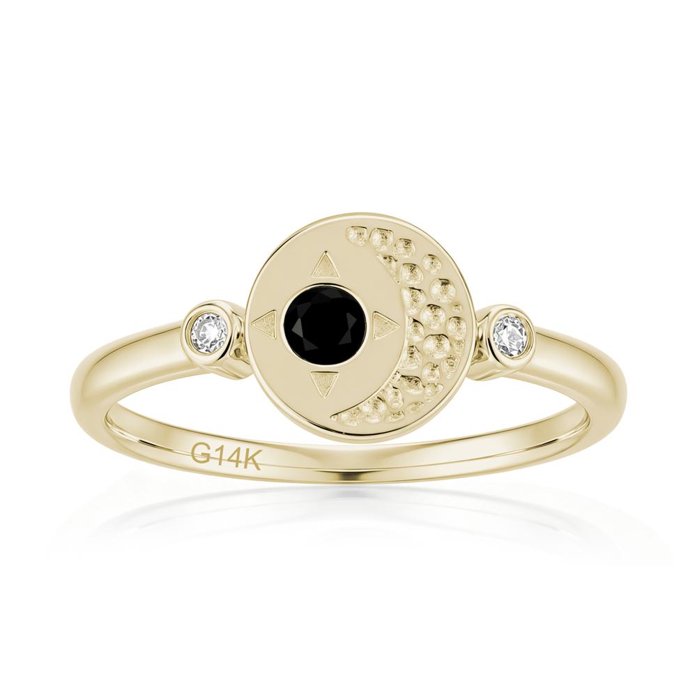 Petite Emerald Star and Moon Ring - LUO Jewelry #gemstone_Black Spinel