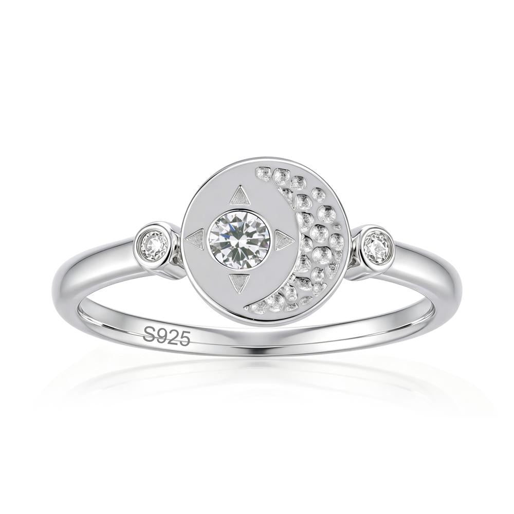 Petite Emerald Star and Moon Ring - LUO Jewelry #gemstone_Cubic Zirconia