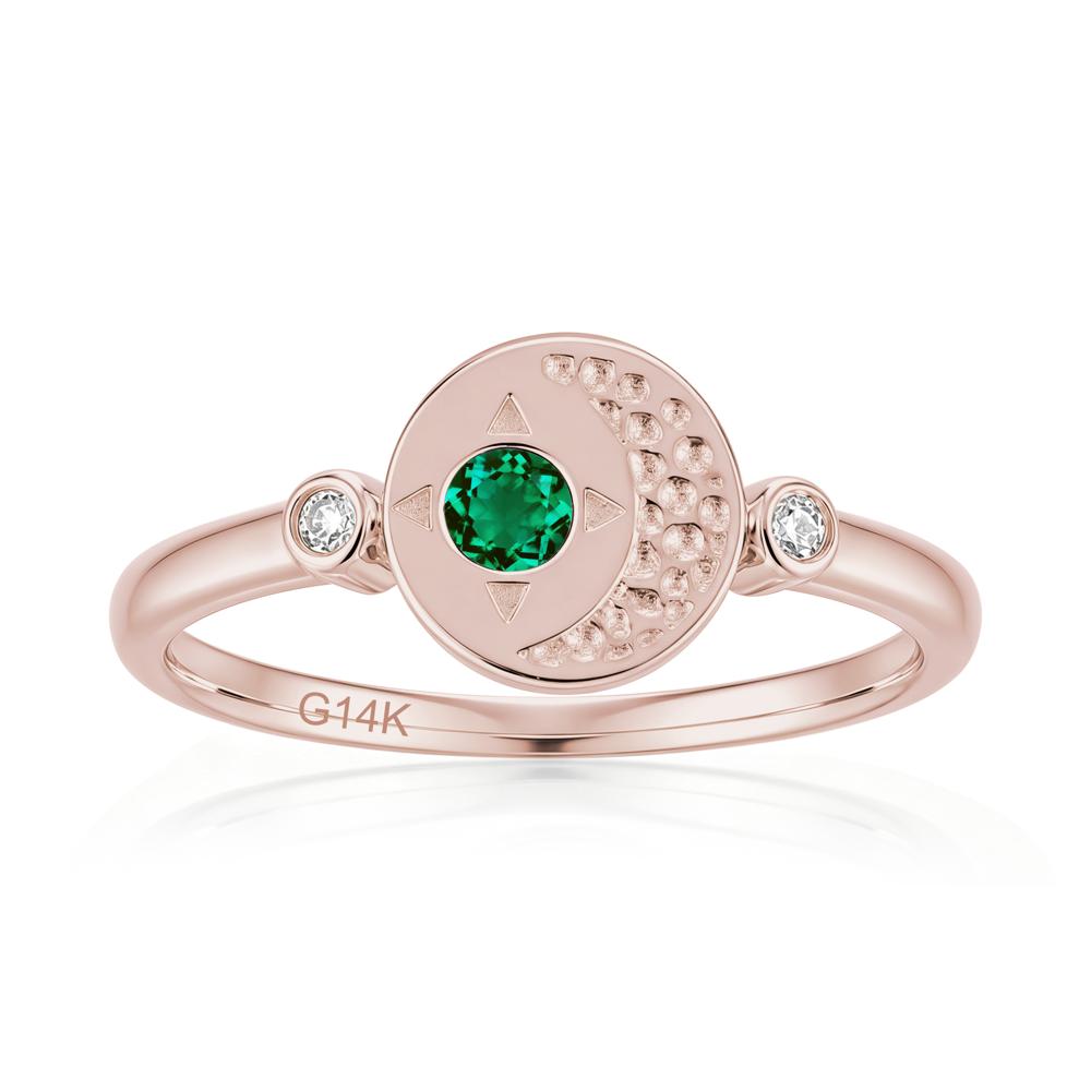 Petite Emerald Star and Moon Ring - LUO Jewelry #gemstone_Emerald