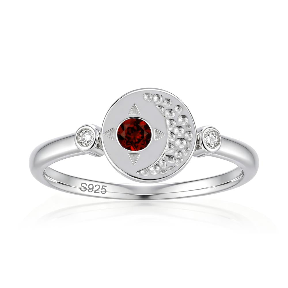 Petite Emerald Star and Moon Ring - LUO Jewelry #gemstone_Garnet
