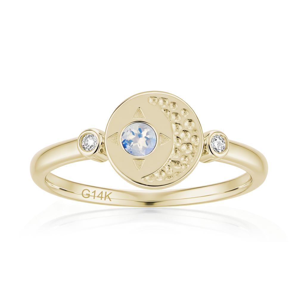 Petite Emerald Star and Moon Ring - LUO Jewelry #gemstone_Moonstone