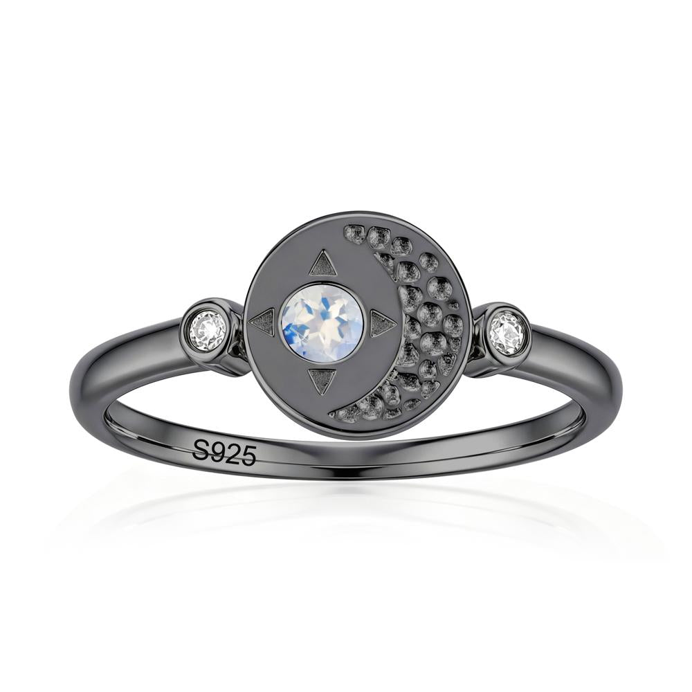 Petite Emerald Star and Moon Ring - LUO Jewelry #gemstone_Moonstone