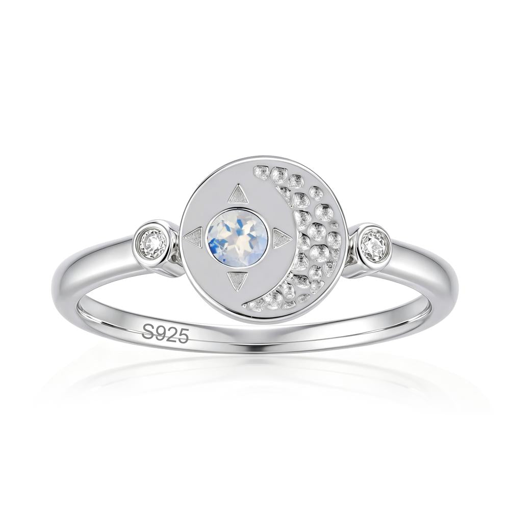 Petite Emerald Star and Moon Ring - LUO Jewelry #gemstone_Moonstone